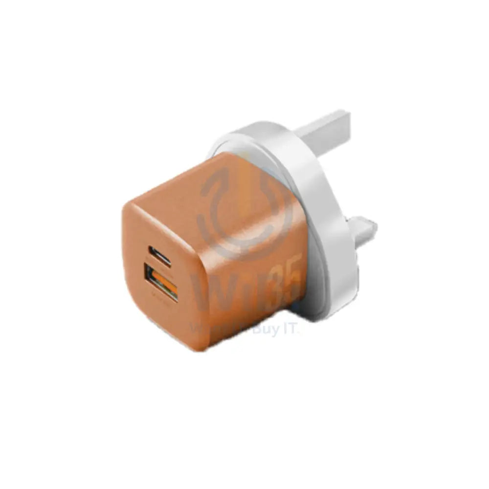 Energea AmpCharge GaN Wall Charger - 35W / USB-C / USB-A / Orange Accessories > Power Adapters