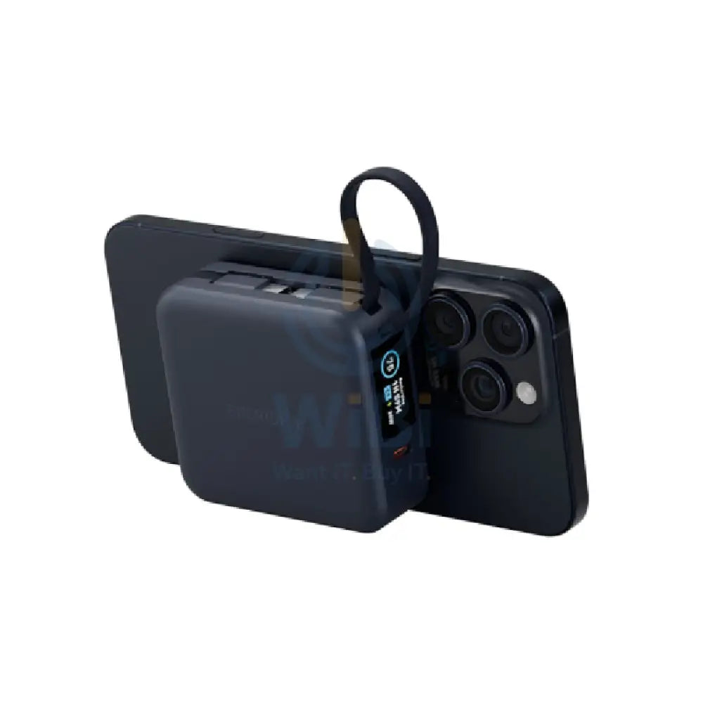 Energea Magpac Mini Plus Wireless Power Bank With Built-in USB-C Cable & Display - 10000mAh / Blue Accessories > Power