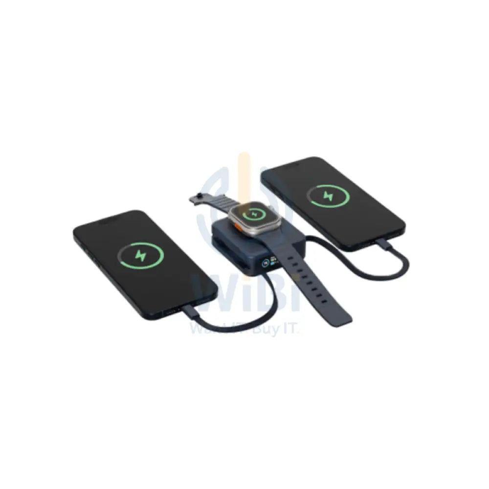 Energea Magpac Mini Plus Wireless Power Bank With Built-in USB-C Cable & Display - 10000mAh / Blue Accessories > Power