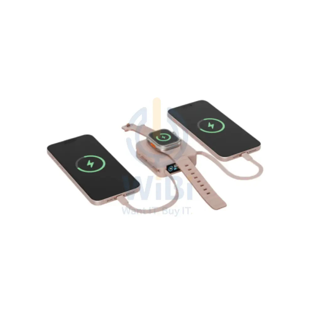 Energea Magpac Mini Plus Wireless Power Bank With Built-in USB-C Cable & Display - 10000mAh / Pink Accessories > Power