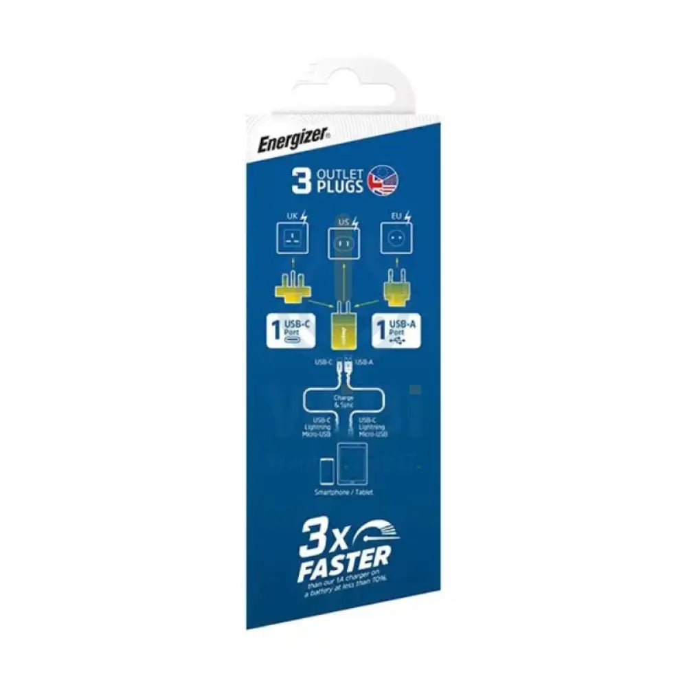 Energizer Ultimate Wall Charger with Universal Plug - 38W / Type-C / USB-A / Silver Accessories > Power Adapters