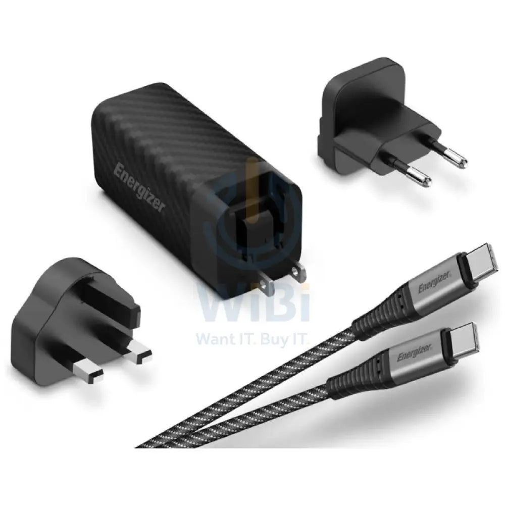 Energizer Ultimate Wall Charger with Universal Plug with Type-C Cable - 90W / Type-C / USB-A / Black Accessories >
