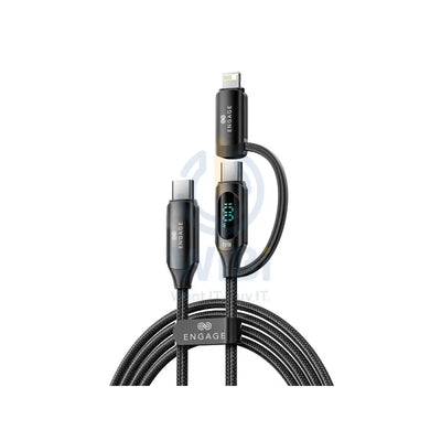 Engage 2 In 1 USB-C To USB-C Lightning 100w Fast Charging Digital Cable 1 Meter - Black Accessories > Cables &