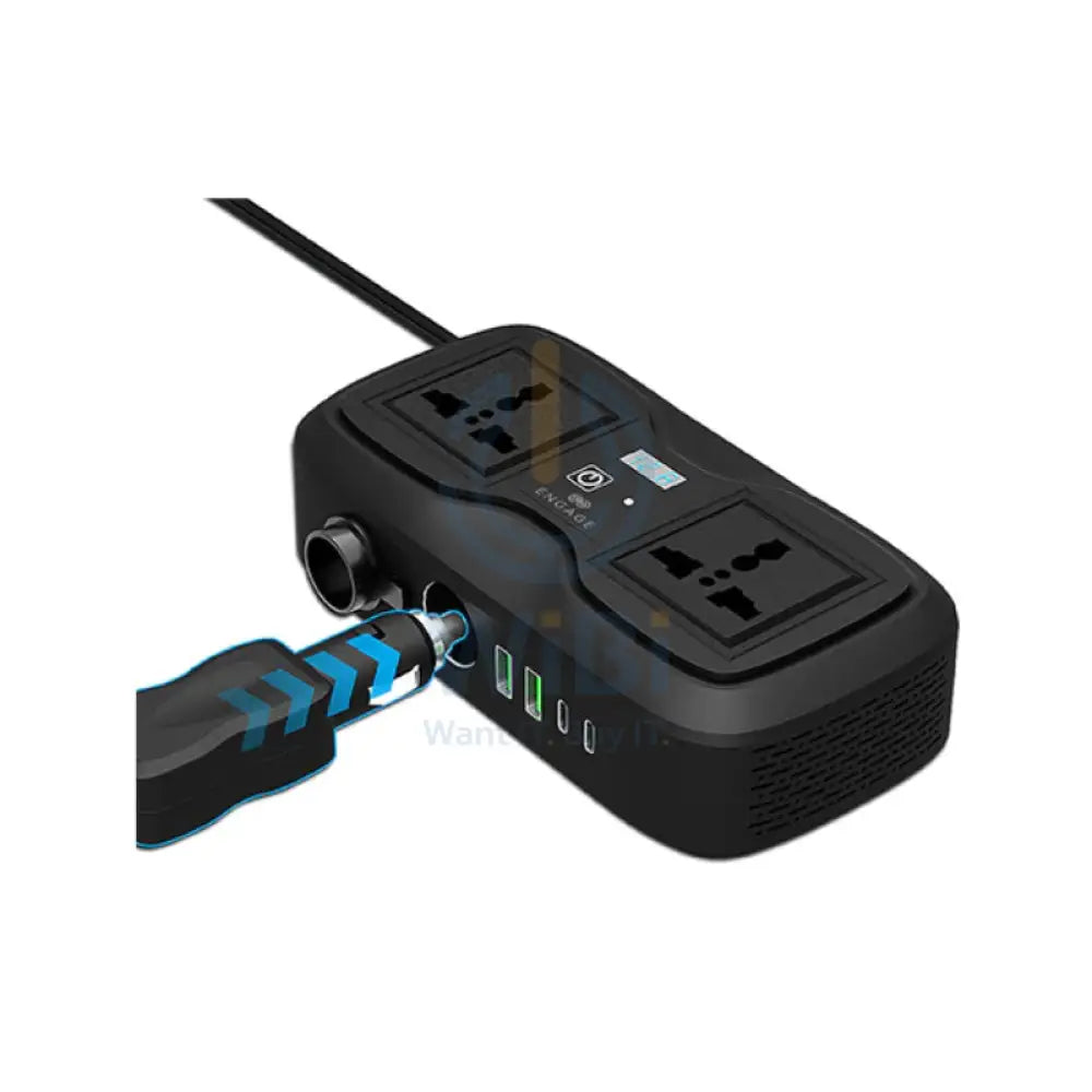 Engage 200W Portable Car Inverter with Dual AC Sockets - 200W / USB-C / USB-A / Black Accessories > Mobiles & Tablets >