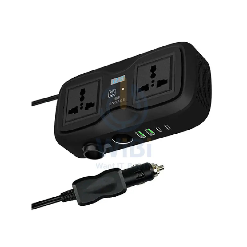 Engage 200W Portable Car Inverter with Dual AC Sockets - 200W / USB-C / USB-A / Black Accessories > Mobiles & Tablets >