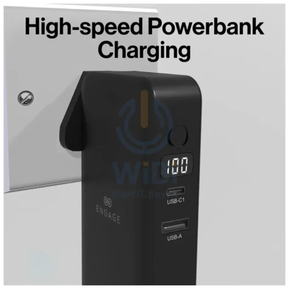 Engage Hybrid Gan Charger Power Bank - 10000mAh / 65W / Black Accessories > Power Bank