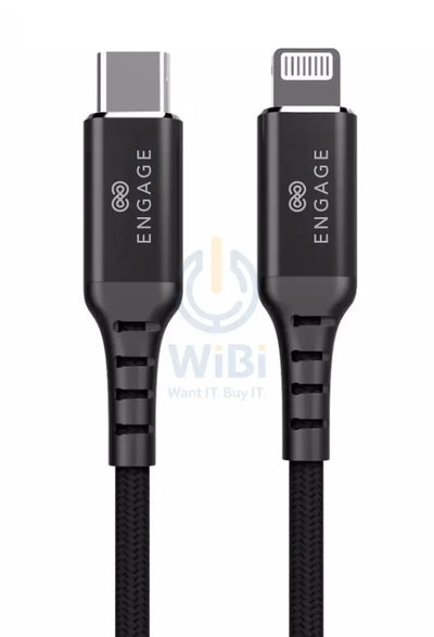 Engage PD 18W Fast Charging MFI certified Type-C to Lightning Cable 2 meters - Black Accessories > Cables & Converters