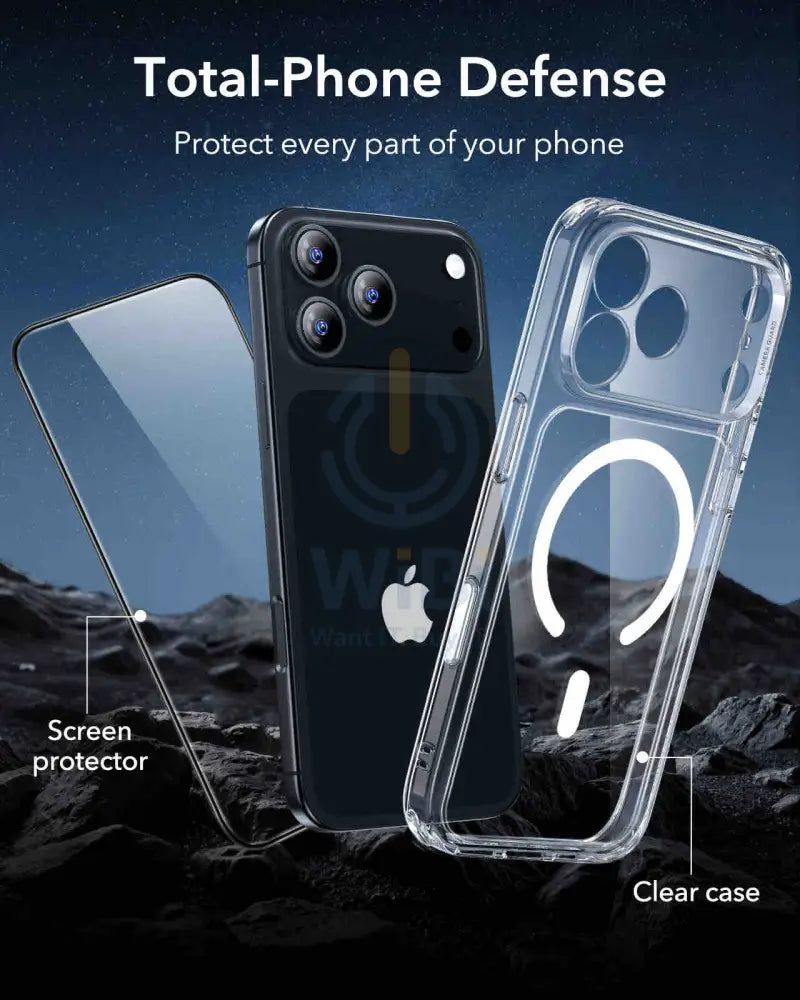 ESR Halolock Classic Hybrid Case (Camera Control Button) + Screen Protection Set Compatible with iPhone 17 Pro Clear