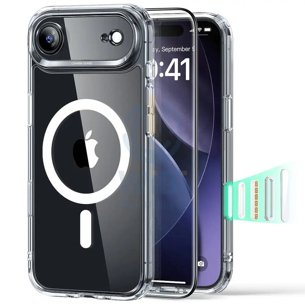 ESR Halolock Classic Hybrid Case (Camera Control Button) + Screen Protection Set Compatible with iPhone 17 Air Clear