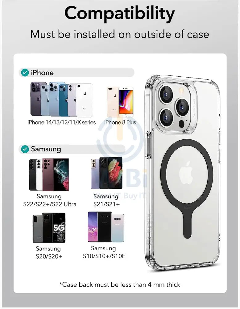 ESR HaloLock Universal Ring ماج سيف 2Z525 - [عبوة من قطعتين] - أسود اكسسوارات  هواتف  تابلت