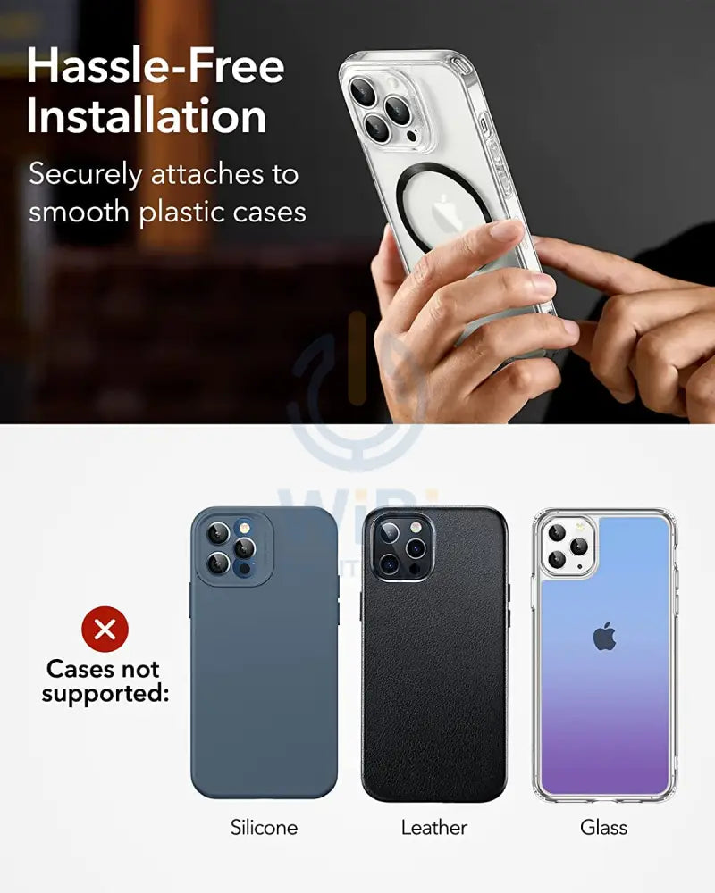 ESR HaloLock Universal Ring لاسلكي  ماج سيف [2pack] - أسود  فضي اكسسوارات  هواتف  تابلت