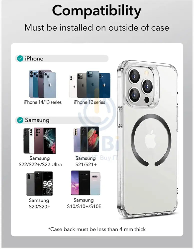 ESR HaloLock Universal Ring لاسلكي  ماج سيف [2pack] - أسود  فضي اكسسوارات  هواتف  تابلت