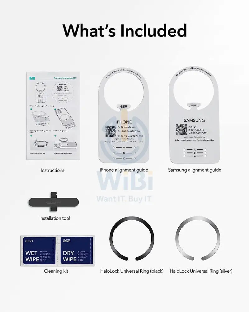 ESR HaloLock Universal Ring لاسلكي  ماج سيف [2pack] - أسود  فضي اكسسوارات  هواتف  تابلت