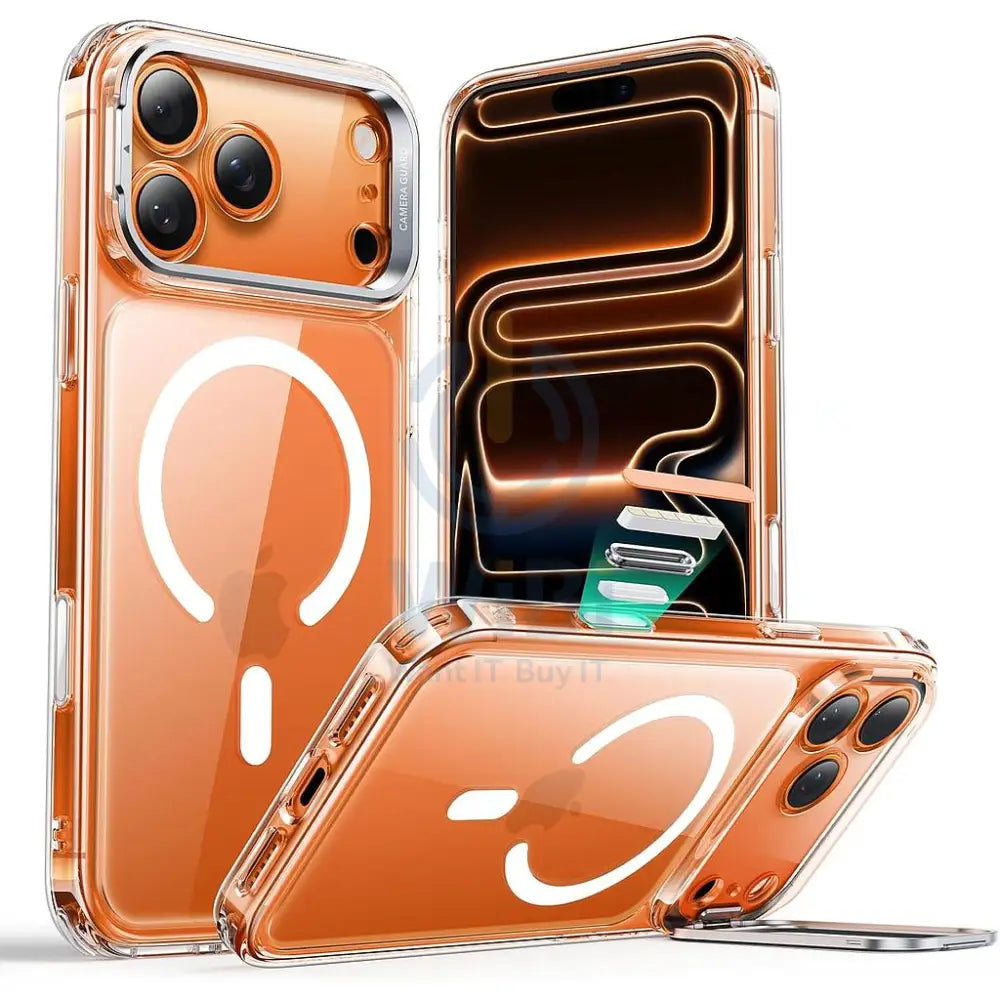 ESR iPhone 17 Pro Max HaloLock Classic Hybrid Case with Stash Stand (Camera Control Button) Case - Clear Accessories >