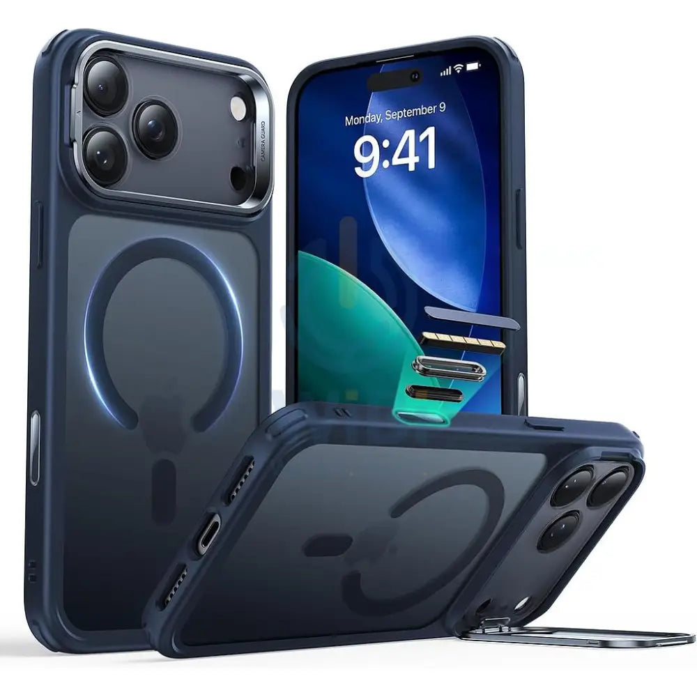 ESR iPhone 17 Pro Max HaloLock Classic Hybrid Case with Stash Stand (Camera Control Button) Case - Frosted Blue