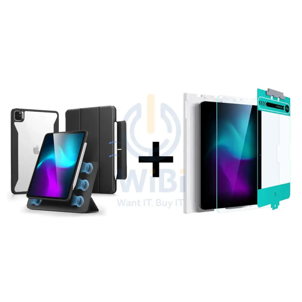 ESR Rebound Hybrid 360 Case - Apple iPad Pro 13’’ 2024 / Black + ESR Tempered-Glass Screen Protector - Apple iPad Pro