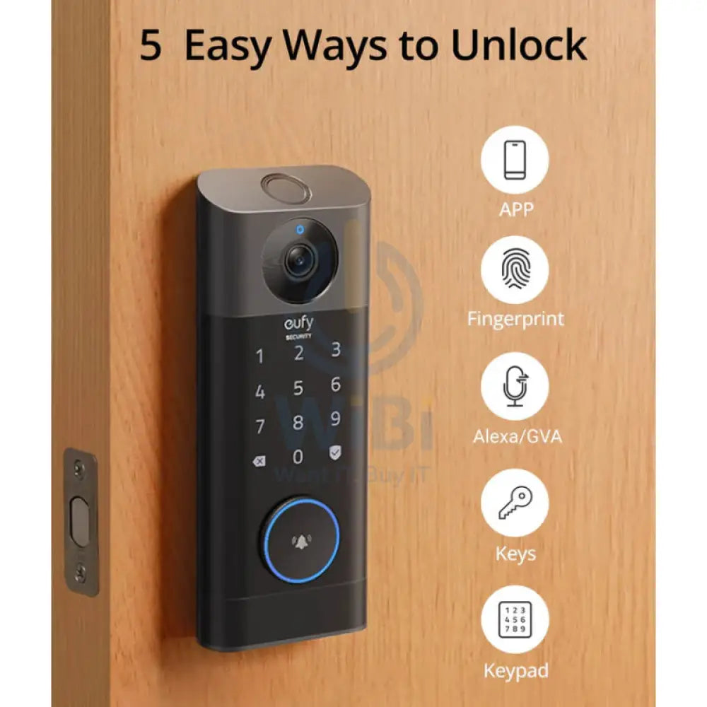 Eufy Video Smart Lock FingerPrint & Wi-Fi - Black Accessories > Smart Devices > Offer Zone
