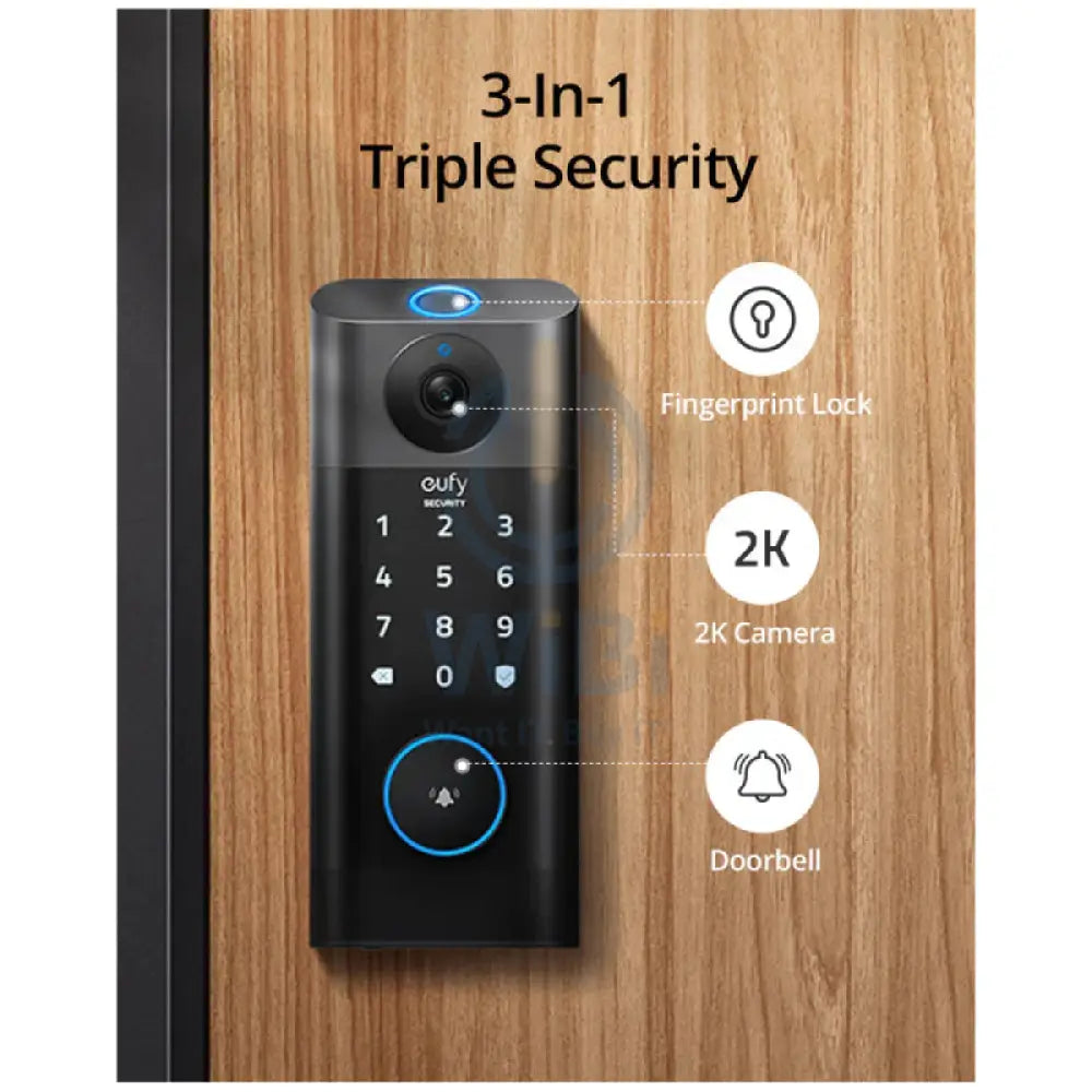 Eufy Video Smart Lock FingerPrint & Wi-Fi - Black Accessories > Smart Devices > Offer Zone