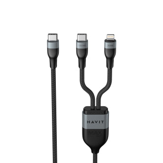 Havit CB6326 3-in-1 Cable - 1.2 Meter / 100W / Black/Grey