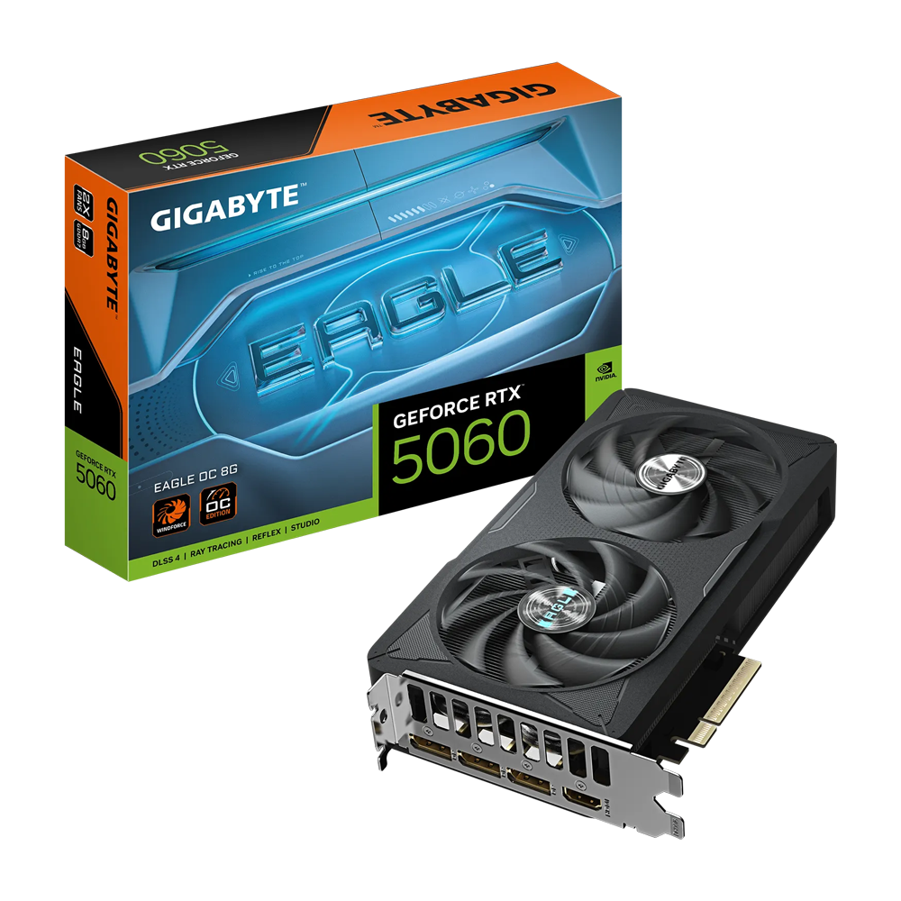 GIGABYTE EAGLE GeForce RTX 5060 OC Graphic Card - 8GB / 28Gbps / 128-bit / HDMI / DisplayPort / Black