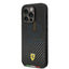 Ferrari iPhone 14 Pro Max HC PU Carbon Effect Case With Italian Flag Line - Black Accessories > Mobiles & Tablets >
