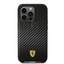 Ferrari iPhone 14 Pro Max HC PU Carbon Effect Case With Italian Flag Line - Black Accessories > Mobiles & Tablets >