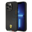 Ferrari iPhone 14 Pro Max HC PU Carbon Effect Case With Italian Flag Line - Black Accessories > Mobiles & Tablets >