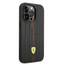 Ferrari iPhone 14 Pro Max Leather Case With Embossed Stripes & Yellow Shield Logo - Black Accessories > Mobiles &