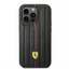 Ferrari iPhone 14 Pro Max Leather Case With Embossed Stripes & Yellow Shield Logo - Black Accessories > Mobiles &
