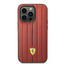 Ferrari iPhone 14 Pro Max Leather Case With Embossed Stripes & Yellow Shield Logo - Red Accessories > Mobiles & Tablets