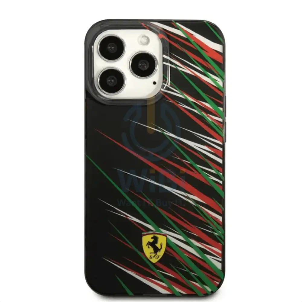 Ferrari iPhone 14 Pro Max PC/TPU Case with Double Layer Grass Print - Black Accessories > Mobiles & Tablets > Mobiles