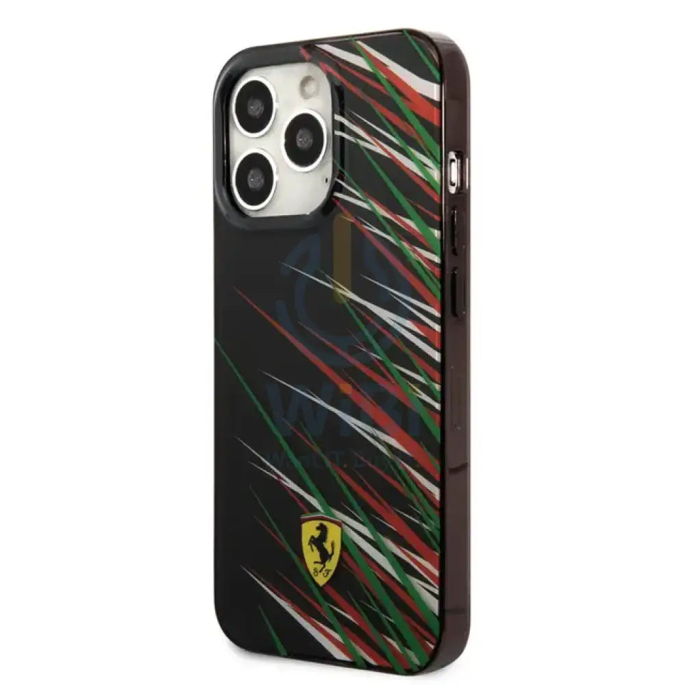 Ferrari iPhone 14 Pro Max PC/TPU Case with Double Layer Grass Print - Black Accessories > Mobiles & Tablets > Mobiles