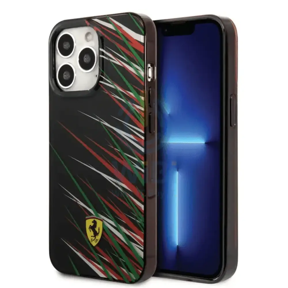 Ferrari iPhone 14 Pro Max PC/TPU Case with Double Layer Grass Print - Black Accessories > Mobiles & Tablets > Mobiles