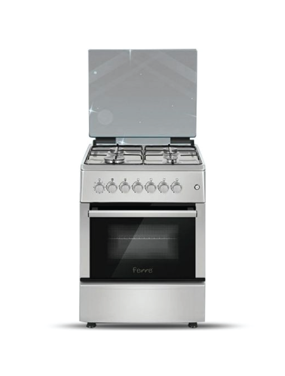 Ferre 57 x 57cm 4 Burner Floor Standing Gas Cooker - Silver