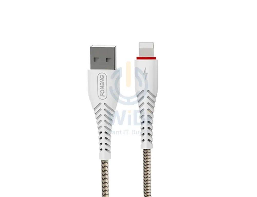 Foneng X15 Braid Lightning Data Cable Fast 2.4A - 1.2 Meter / White Accessories > Cables & Converters > Cables