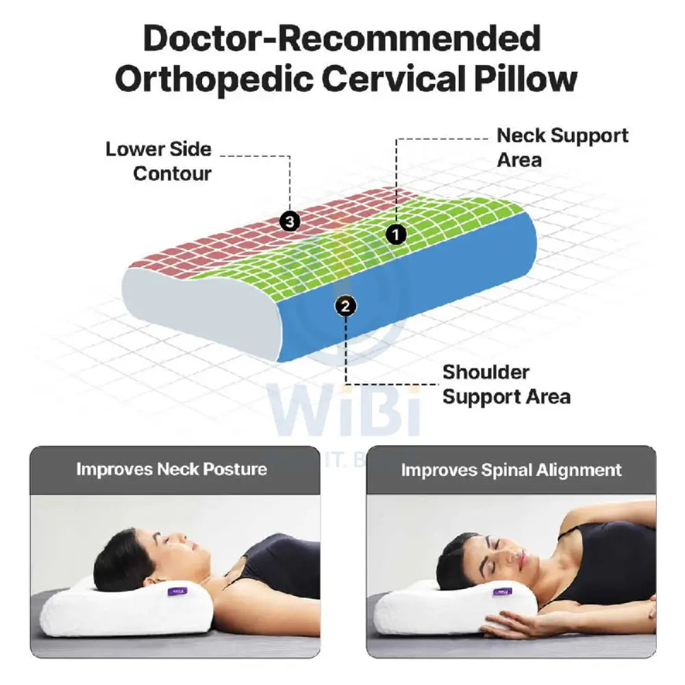 Frido FR-OCVP-W Orthopedic Cervical Pillow - White Outdoor & Travel > Pillows