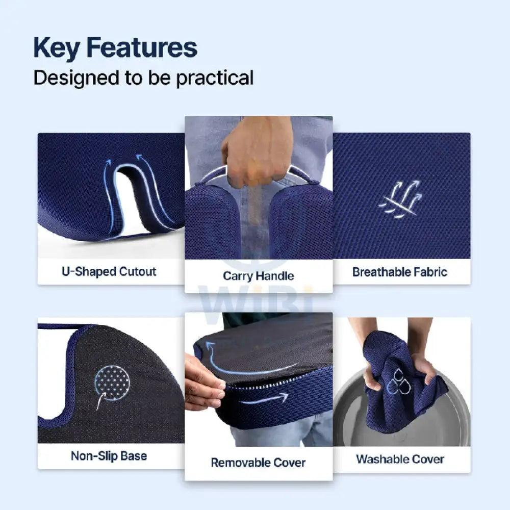 Frido FR-UTPR-B Ultimate Tailbone Pain Relief Seat Cushion - Blue Outdoor & Travel > Pillows