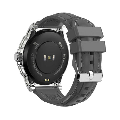 Swiss Military Dom 2 Smart Watch - Silver Frame Gray Silicon Strap with Swiss Military Delta Earbud - White Smart