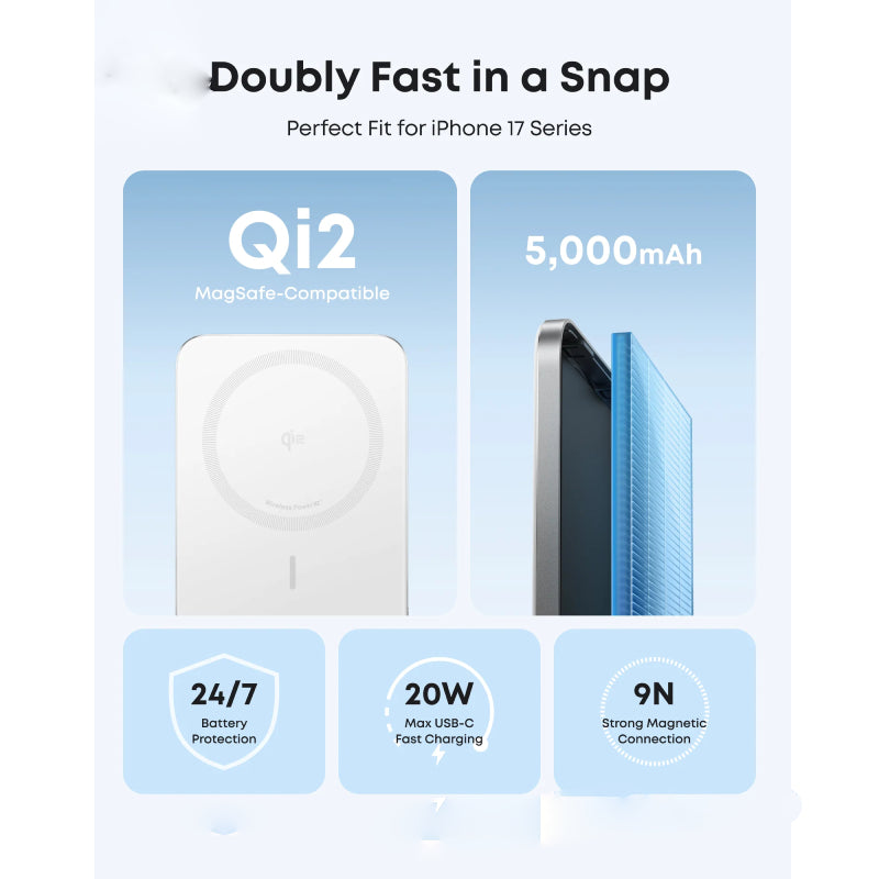 Anker MagGo Slim Nano Power Bank - 5,000mAh / USB-C / White