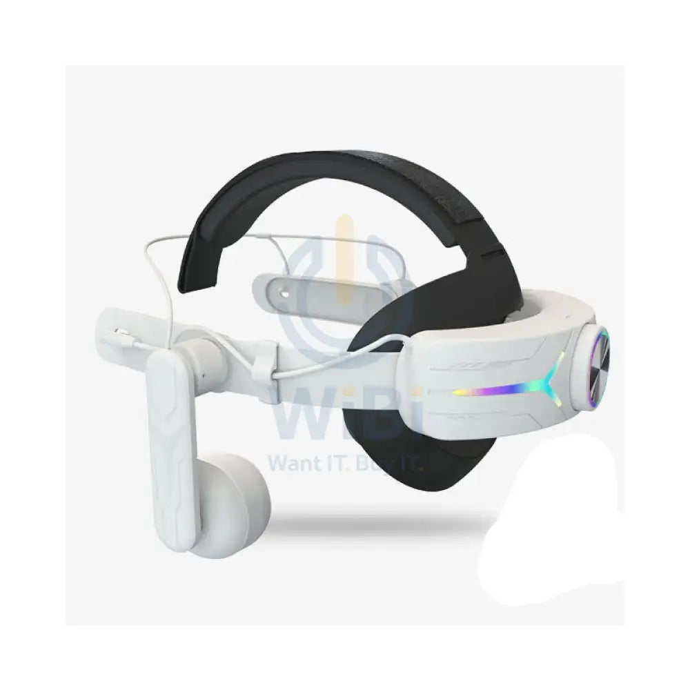 Gamax Adjustable Charging (8000mAH) RGB Headmount With Earphones for Meta Quest 3 - White Accessories > Other