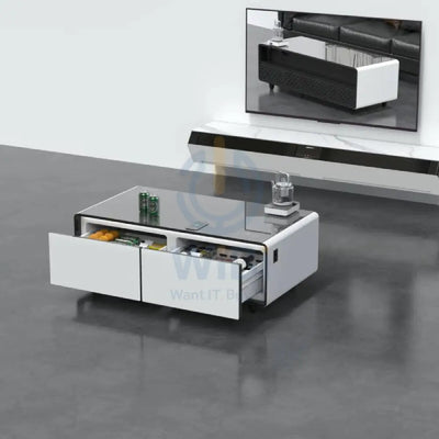 Gamax Elegant Smart Coffee Table with 135L Refrigerator - 2x USB / White Accessories > Smart Devices