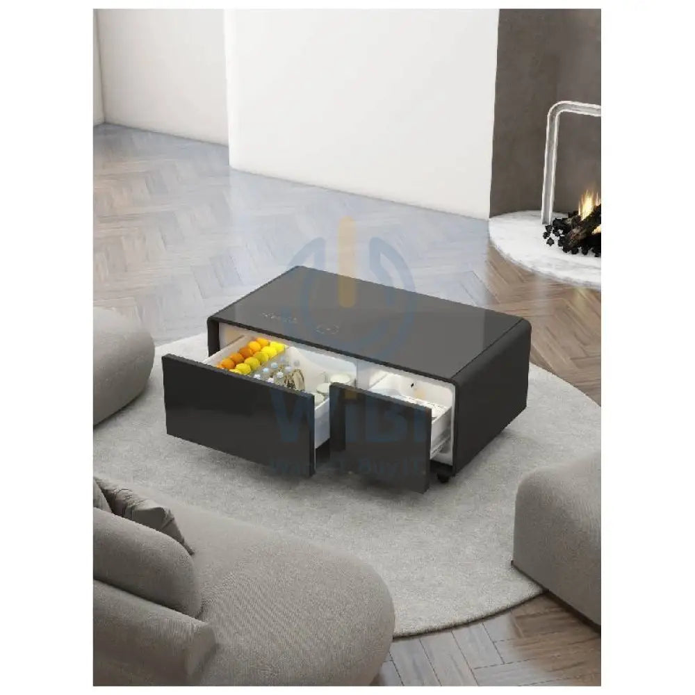 Gamax Elegant Smart Coffee Table with 90L Refrigerator - 2x USB / Black Accessories > Smart Devices