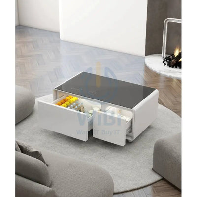 Gamax Elegant Smart Coffee Table with 90L Refrigerator - 2x USB / White Accessories > Smart Devices