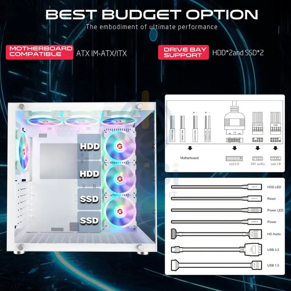 GameOn Emperor Midnight III Series Mid Tower Gaming Case - USB / White Gaming Consoles > Gaming Zone