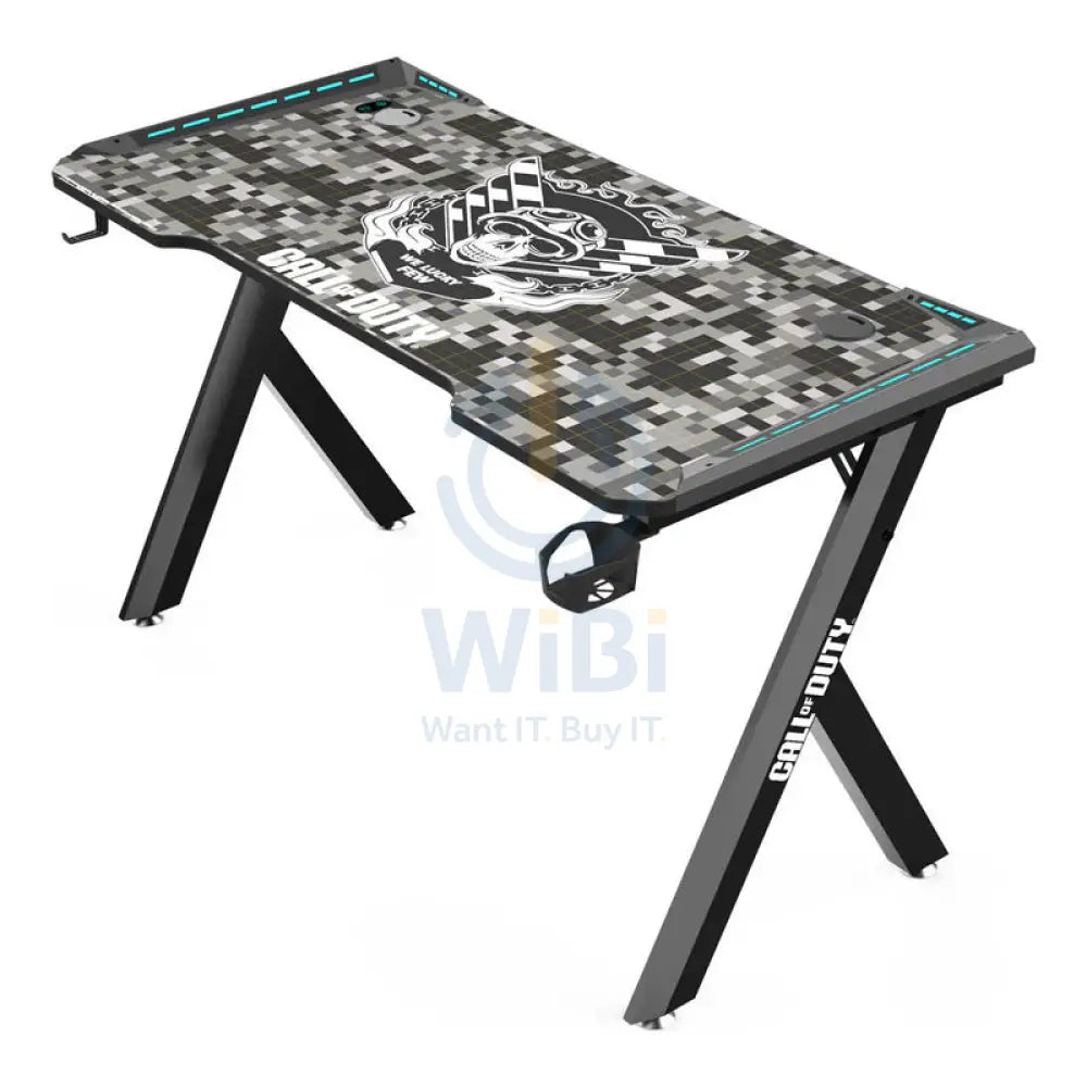 GameOn Hawksbill Series RGB Flowing Light Gaming Desk - Call Of Duty (COD) / Black Gray Accessories > Other Accessories