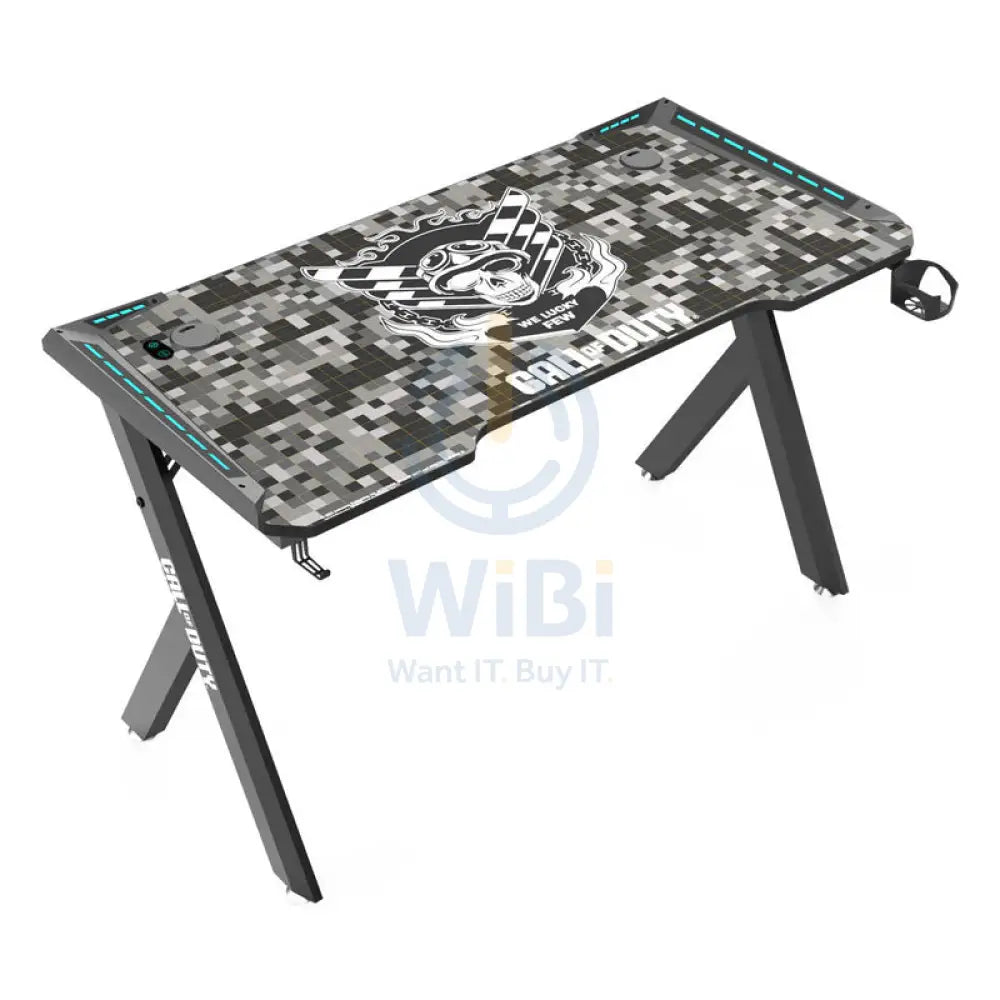 GameOn Hawksbill Series RGB Flowing Light Gaming Desk - Call Of Duty (COD) / Black Gray Accessories > Other Accessories