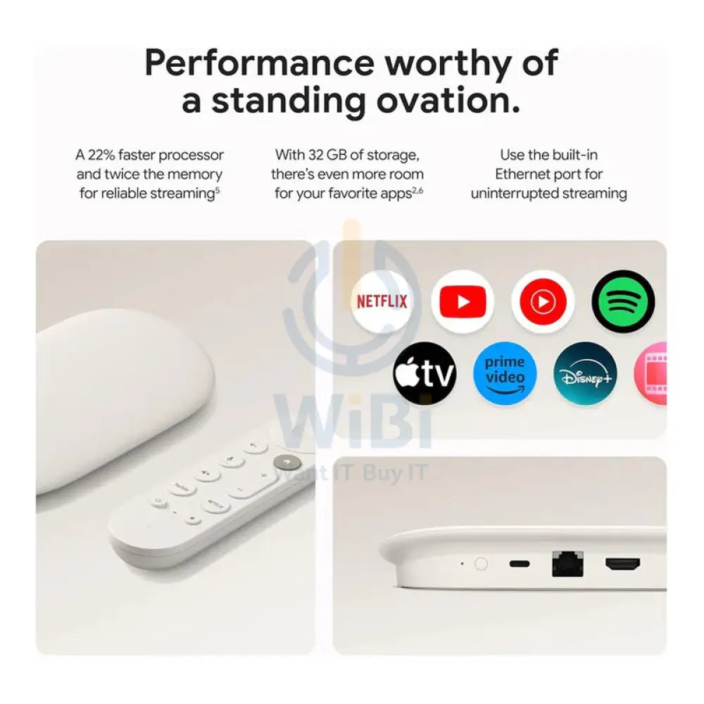 Google GA05662-US TV Streamer With Smart Home Control - 4K / 32GB / Porcelain Accessories > Smart Devices > Smart TV >