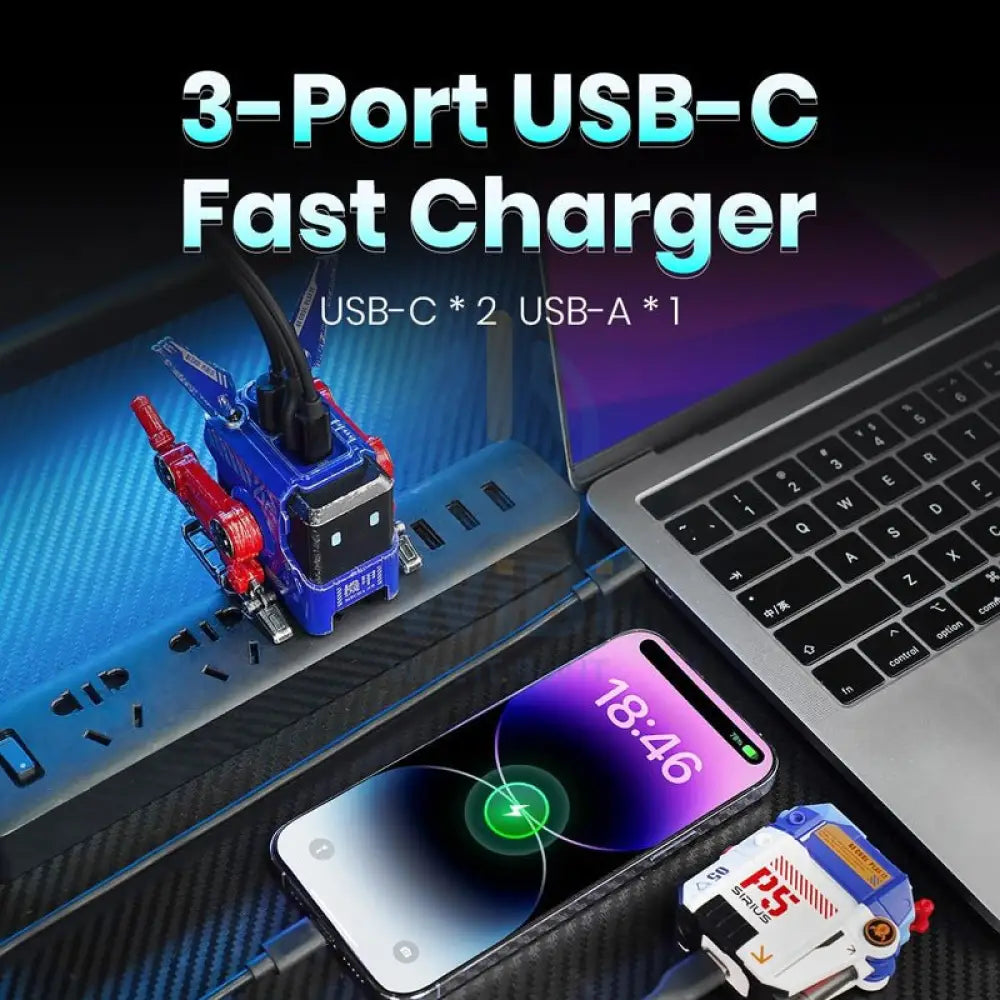 Gravastar Alpha65 Gan Fast Charger - 65W / EU & UK Plug / War Damaged Blaze Blue Version Accessories > Power Adapters