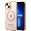 Guess Apple iPhone 14 Plus Magsafe Compatible Translucent Gold Outline & Logo - Pink Accessories > Mobiles & Tablets >