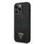 Guess Apple iPhone 14 Pro Liquid Silicone Case With Shiny Line & Metal Triangle Tone Logo- Black Accessories > Mobiles